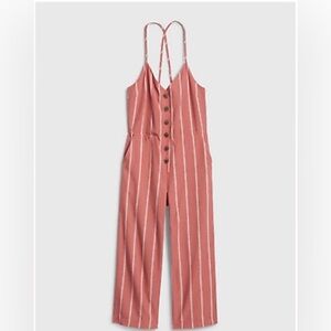 Gap Pink and White Striped Jumpsuit